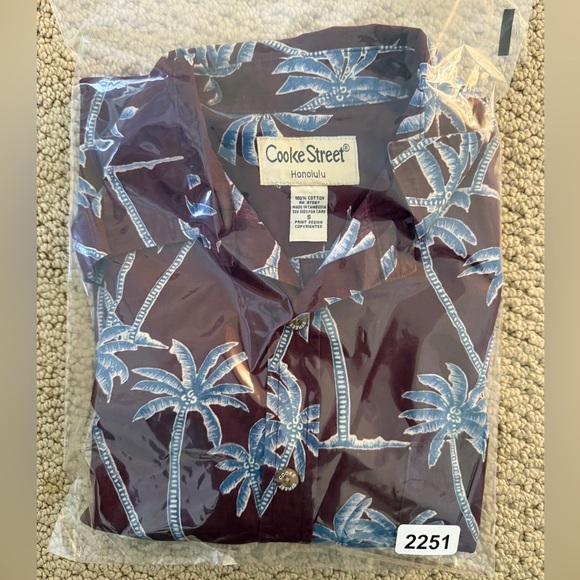 COOKE STREET Maroon & Blue Palm Trees Aloha Hawaiian Shirt Men S Small - Picture 5 of 5